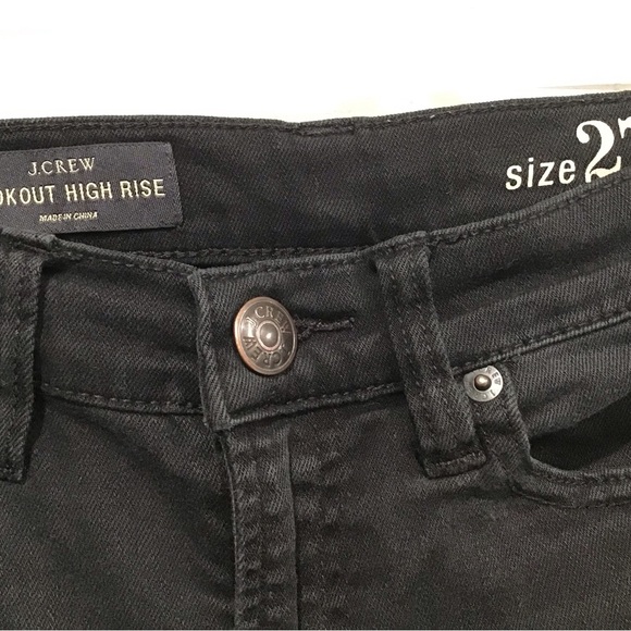 J.Crew Lookout High Rise Skinny Jeans Sz 27 Black Distressed Knee Stretch Denim - Picture 4 of 7